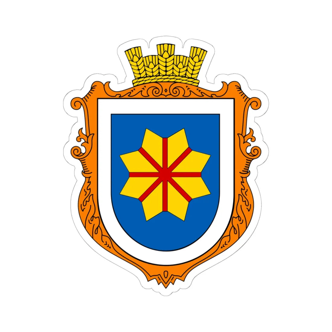 COA Bohdanivka Kyivska Ukraine UHT (Ukraine) (Coat of Arms) STICKER Vinyl Kiss-Cut Decal 6 Inch White - The Sticker Space