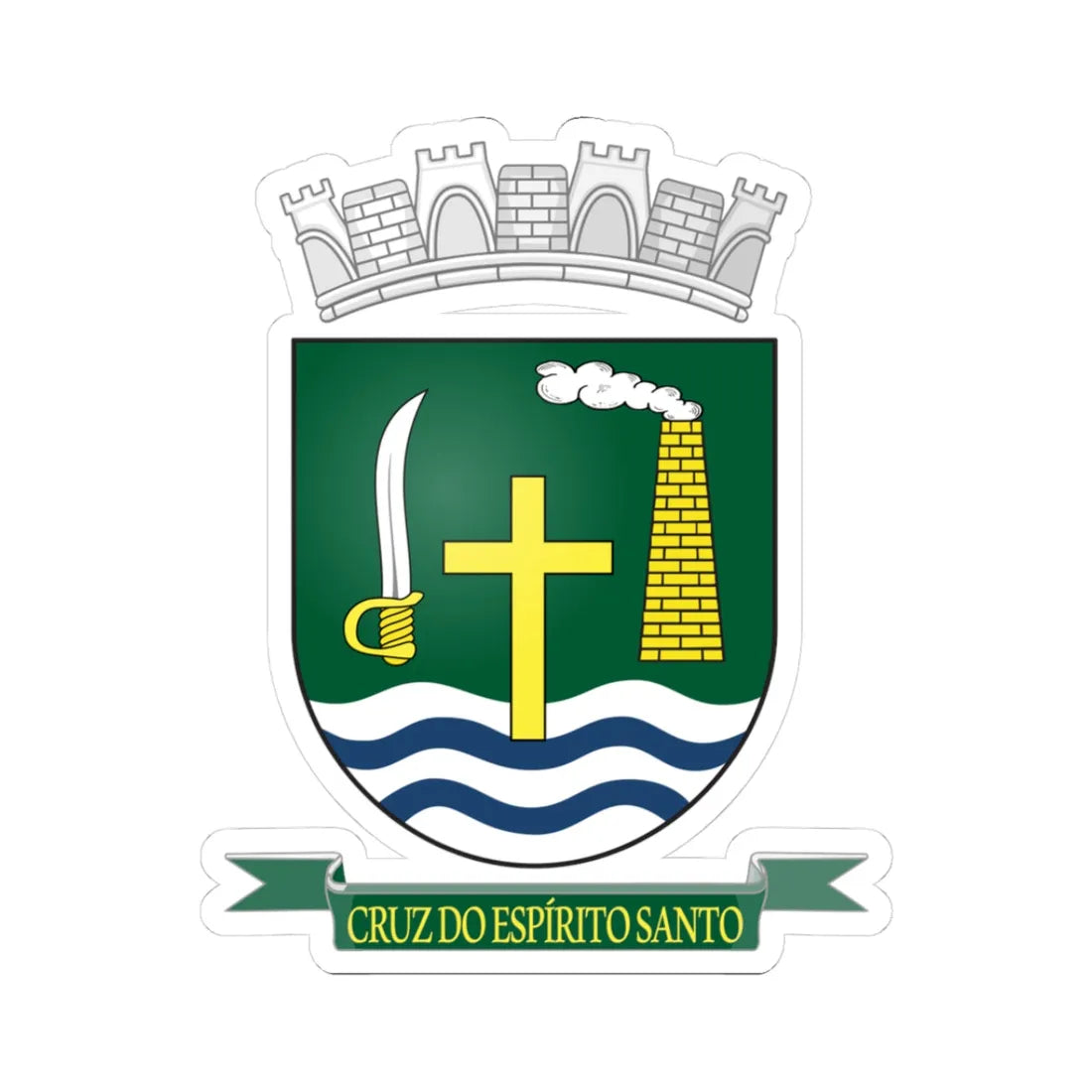 CoA Cruz do Espírito Santo (Brazil) (Coat of Arms) STICKER Vinyl Kiss-Cut Decal 3 Inch White - The Sticker Space