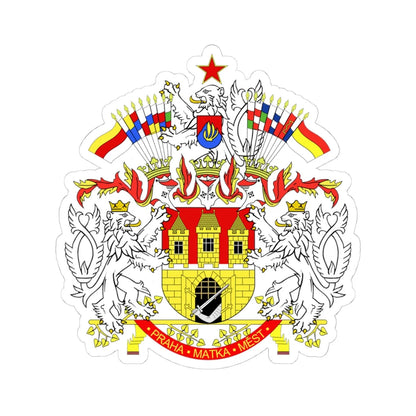 COA cz Praha 1960 (Czech Republic) (Coat of Arms) STICKER Vinyl Kiss-Cut Decal 4 Inch White - The Sticker Space