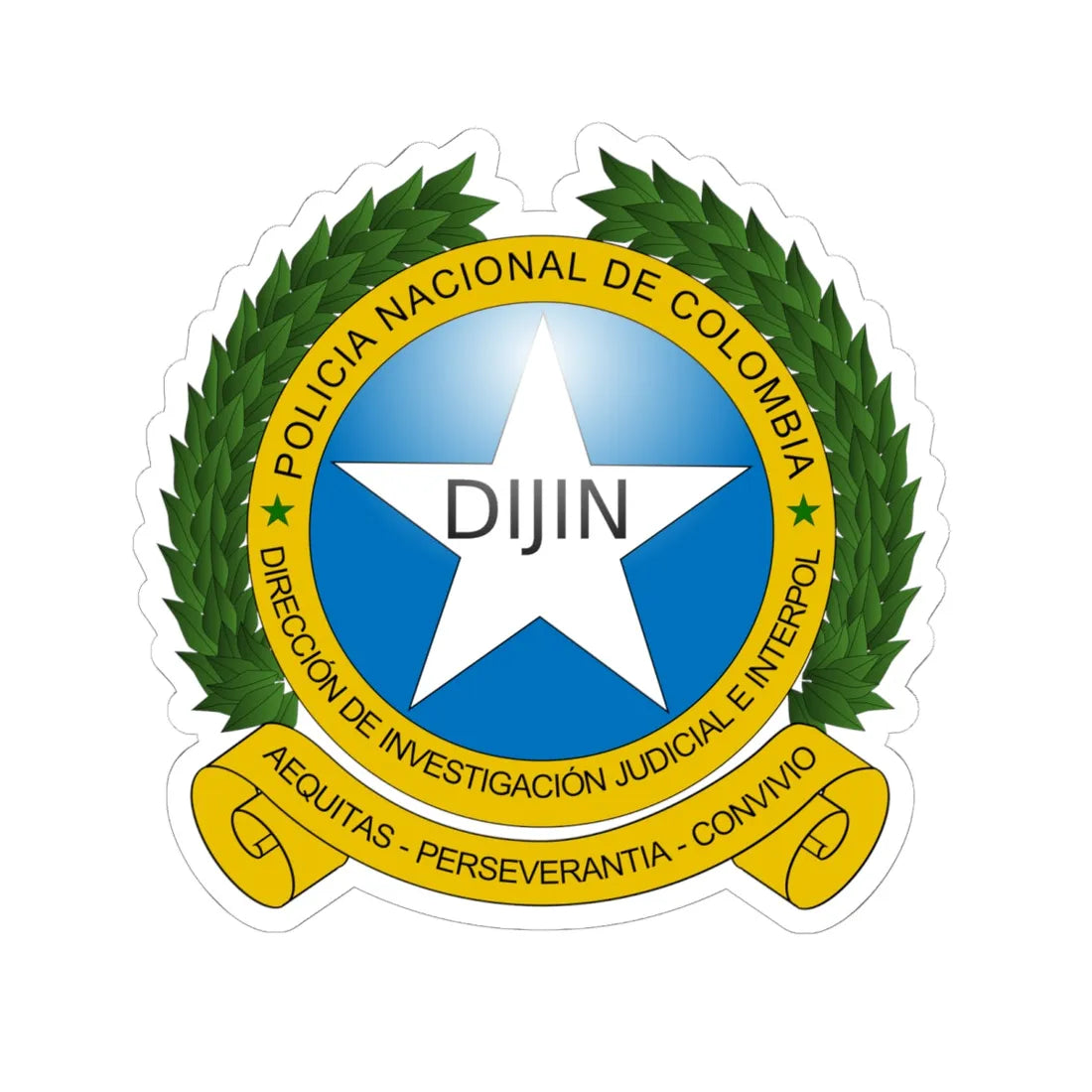 COA DIJIN (Colombia) (Coat of Arms) STICKER Vinyl Kiss-Cut Decal 6 Inch White - The Sticker Space