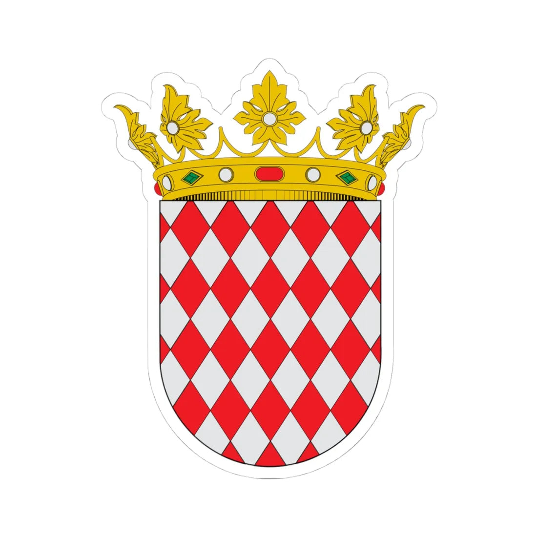 COA Duke of Grimaldi (Monaco) (Coat of Arms) STICKER Vinyl Kiss-Cut Decal 4 Inch White - The Sticker Space