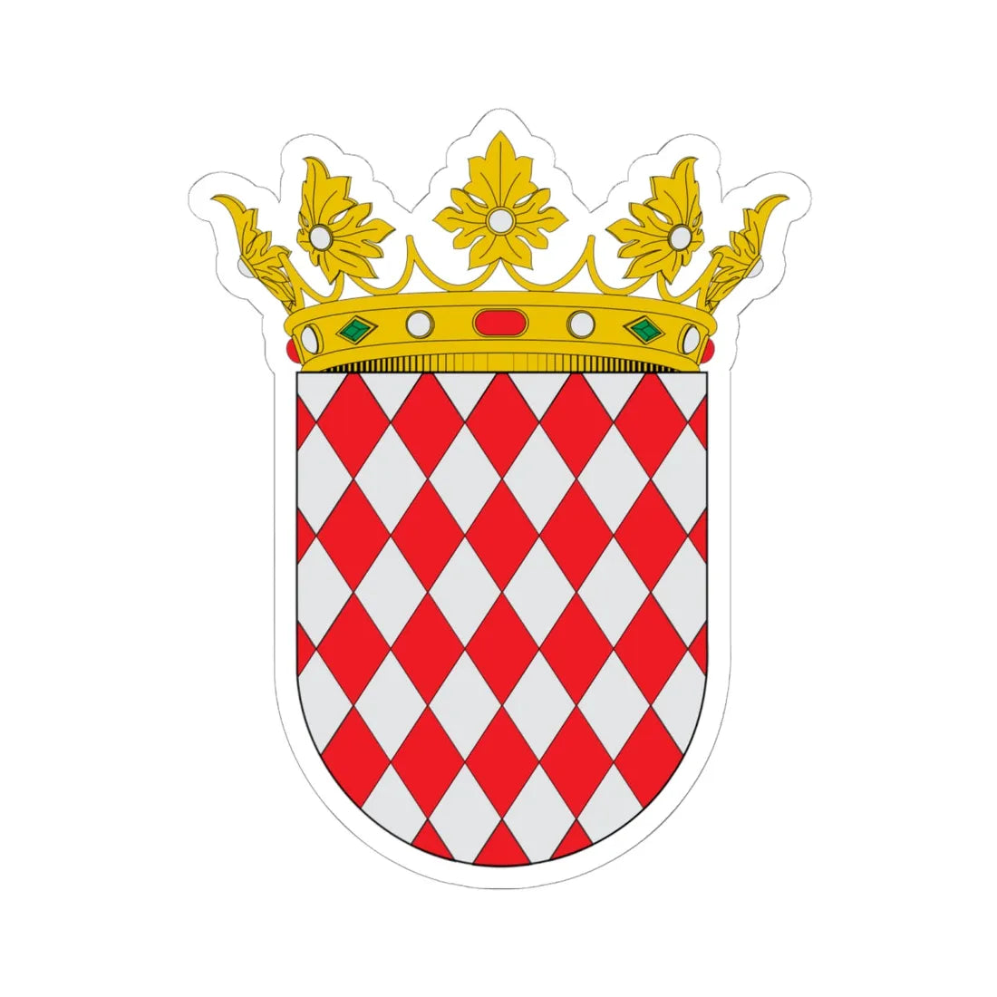 COA Duke of Grimaldi (Monaco) (Coat of Arms) STICKER Vinyl Kiss-Cut Decal 6 Inch White - The Sticker Space