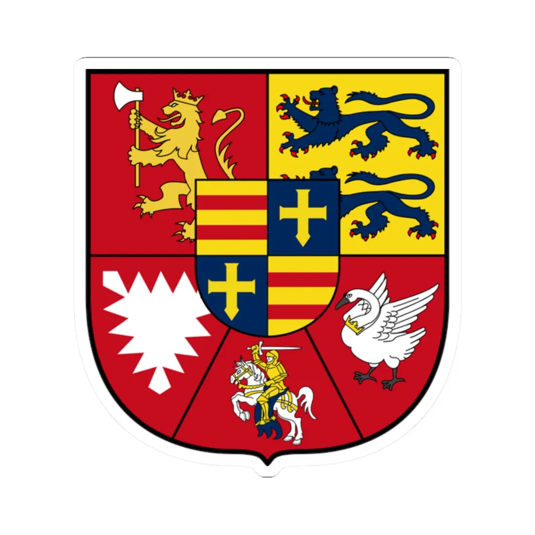 COA family de Herzogen von Schleswig-Holstein-Gottorf (Denmark) (Coat of Arms) STICKER Vinyl Kiss-Cut Decal 2 Inch White - The Sticker Space