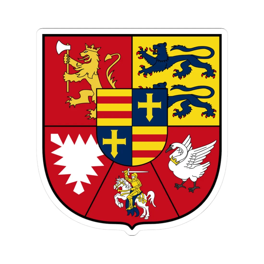 COA family de Herzogen von Schleswig-Holstein-Gottorf (Denmark) (Coat of Arms) STICKER Vinyl Kiss-Cut Decal 3 Inch White - The Sticker Space