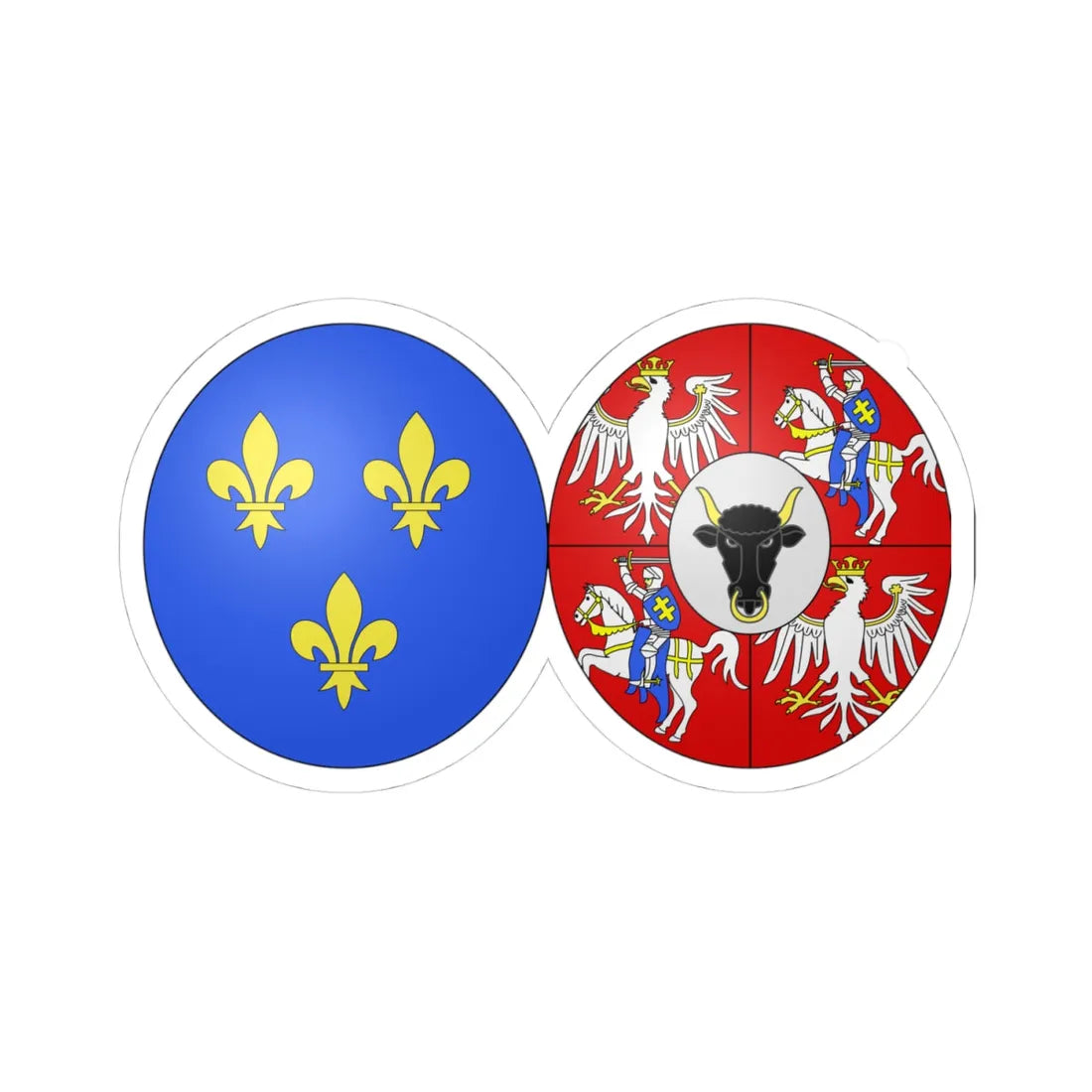 COA french queen Marie Leszczynska (Lithuania) (Coat of Arms) STICKER Vinyl Kiss-Cut Decal 4 Inch White - The Sticker Space