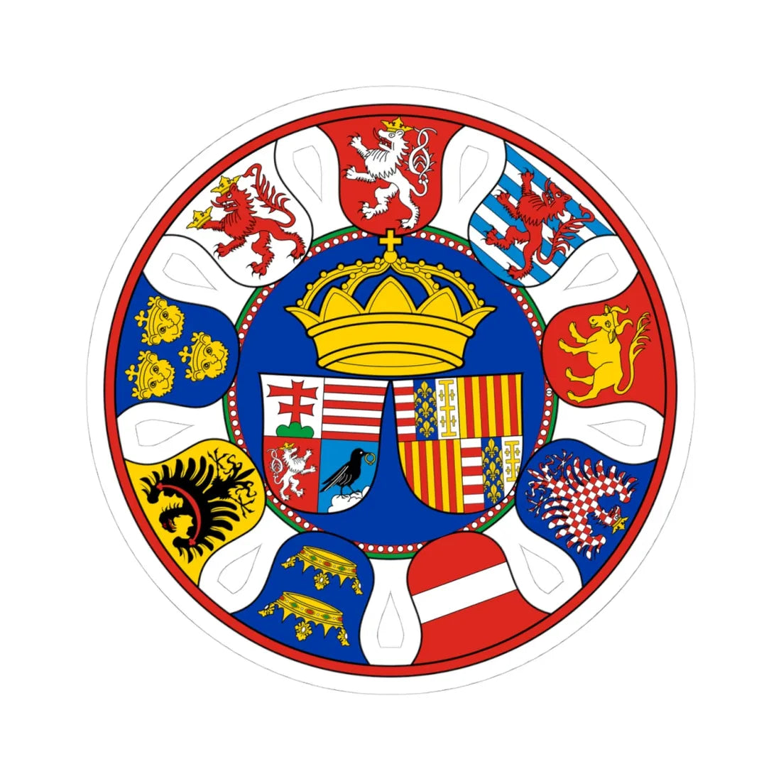 Coa Hungary Country History Mathias Corvinus 1458-1490 big (Czech Republic) (Coat of Arms) STICKER Vinyl Kiss-Cut Decal 4 Inch White - The Sticker Space