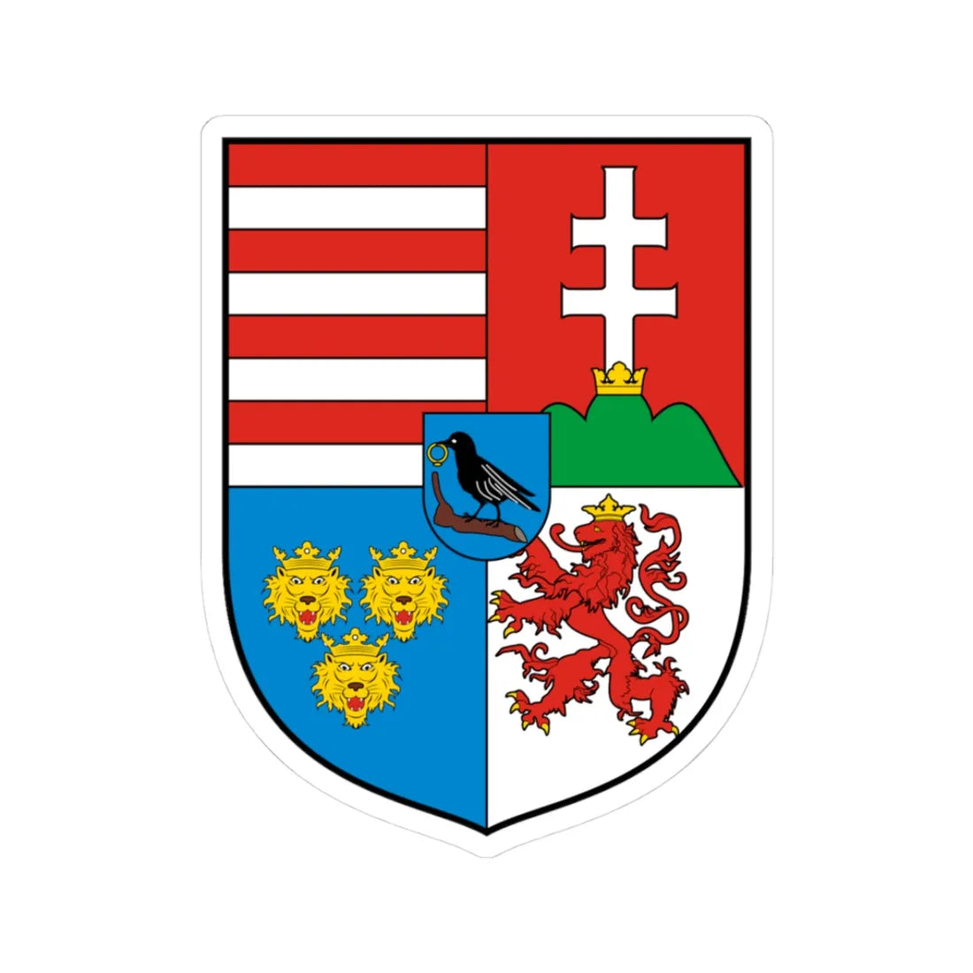 Coa Hungary Country History Mathias Corvinus 51458-1490 (Czech Republic) (Coat of Arms) STICKER Vinyl Kiss-Cut Decal 3 Inch White - The Sticker Space