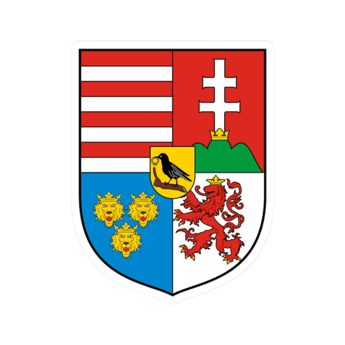 Coa Hungary Country History Mathias Corvinus mid 11458-1490 (Czech Republic) (Coat of Arms) STICKER Vinyl Kiss-Cut Decal 2 Inch White - The Sticker Space