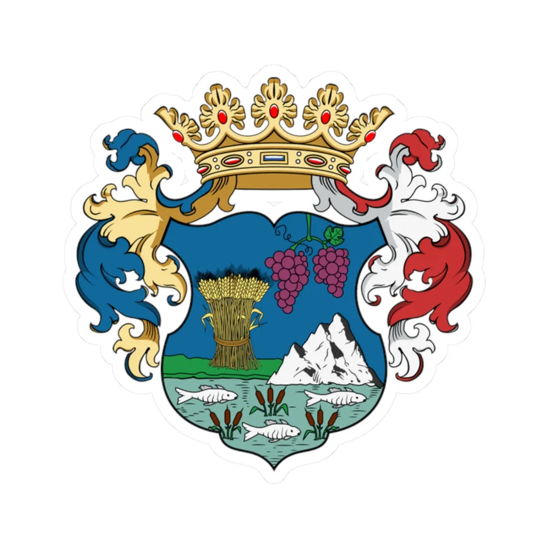 Coa Hungary County Bihar (Hungary) (Coat of Arms) STICKER Vinyl Kiss-Cut Decal 2 Inch White - The Sticker Space