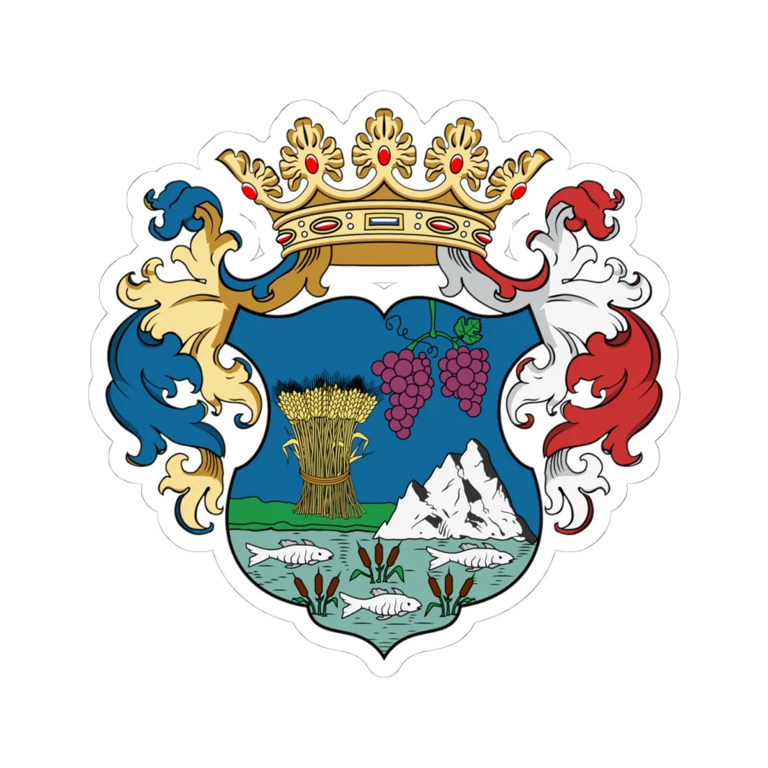 Coa Hungary County Bihar (Hungary) (Coat of Arms) STICKER Vinyl Kiss-Cut Decal 4 Inch White - The Sticker Space