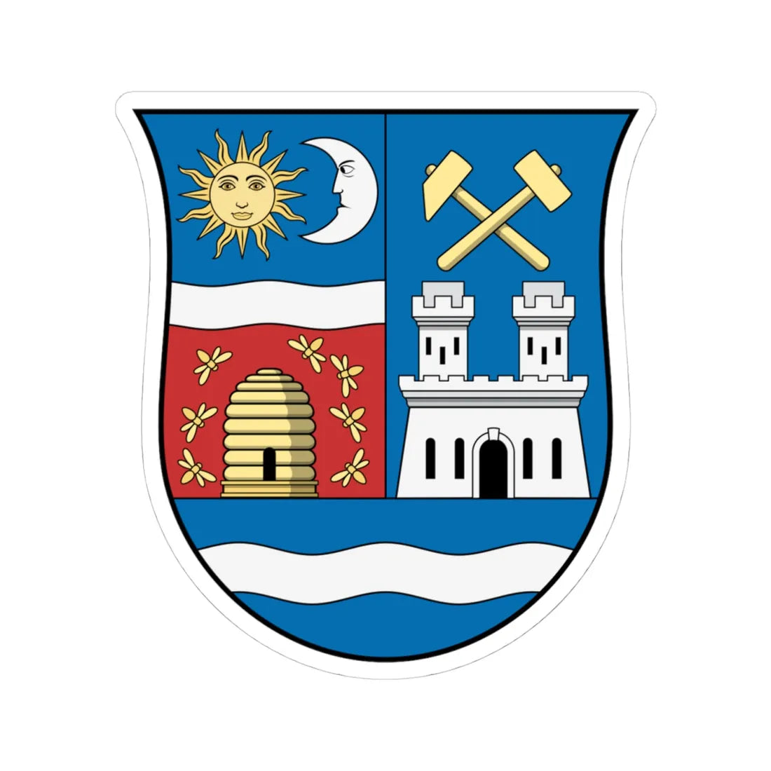 Coa Hungary County Krassó-Szörény history (Hungary) (Coat of Arms) STICKER Vinyl Kiss-Cut Decal 4 Inch White - The Sticker Space