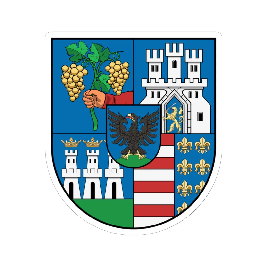 Coa Hungary County Nagy-Küküllő history (Hungary) (Coat of Arms) STICKER Vinyl Kiss-Cut Decal 6 Inch White - The Sticker Space