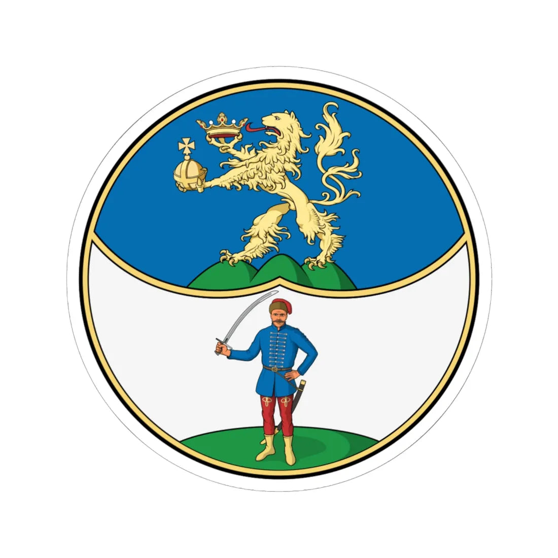 Coa Hungary County Pest-Pilis-Solt-Kiskun history (Hungary) (Coat of Arms) STICKER Vinyl Kiss-Cut Decal 6 Inch White - The Sticker Space