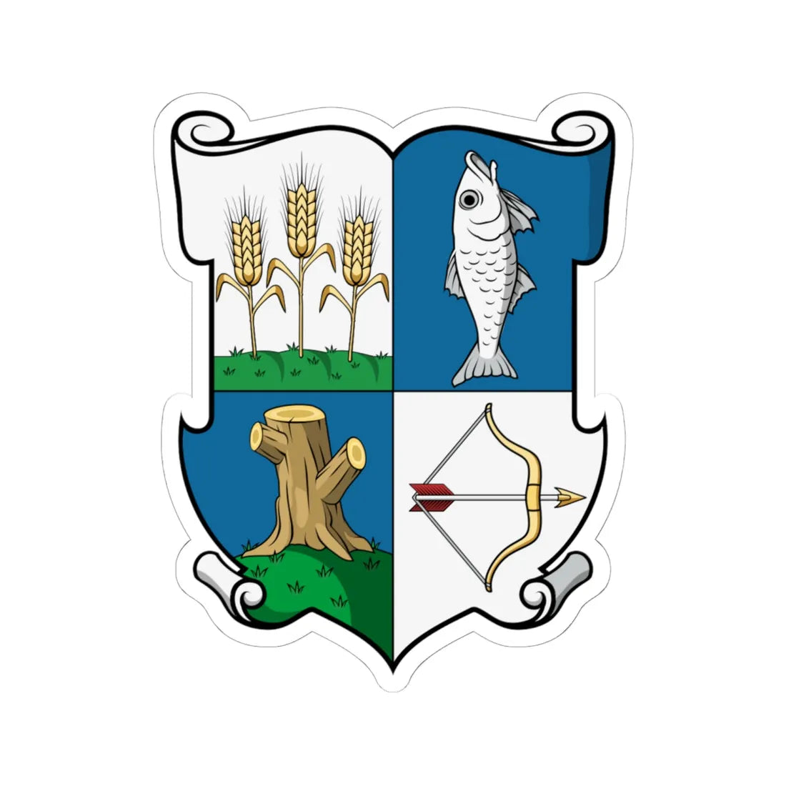 Coa Hungary County Szabolcs History v1 (Hungary) (Coat of Arms) STICKER Vinyl Kiss-Cut Decal 6 Inch White - The Sticker Space