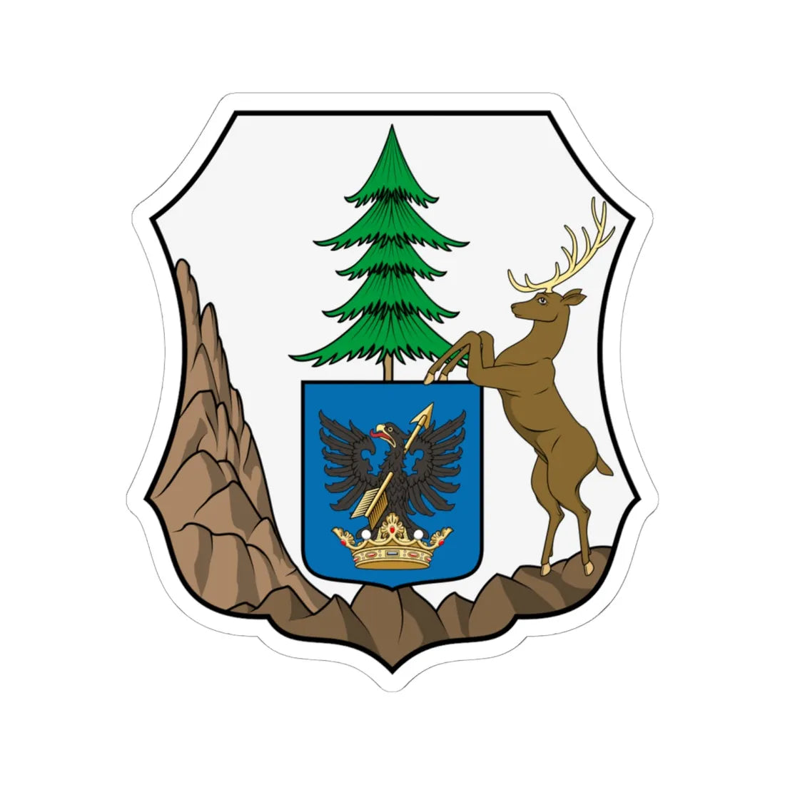 Coa Hungary County Trencsén history (Hungary) (Coat of Arms) STICKER Vinyl Kiss-Cut Decal 6 Inch White - The Sticker Space