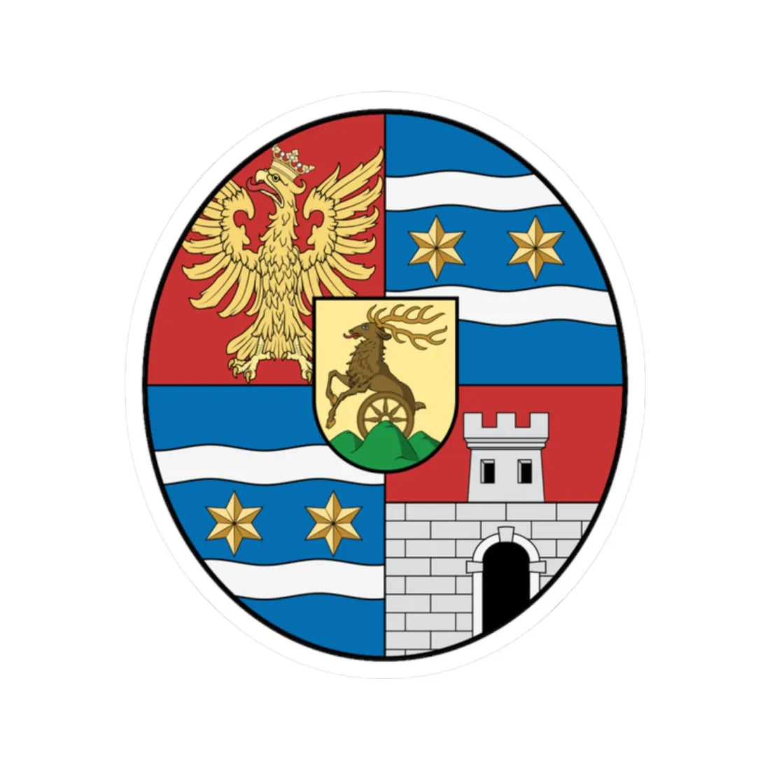 Coa Hungary County Varasd history (Hungary) (Coat of Arms) STICKER Vinyl Kiss-Cut Decal 2 Inch White - The Sticker Space