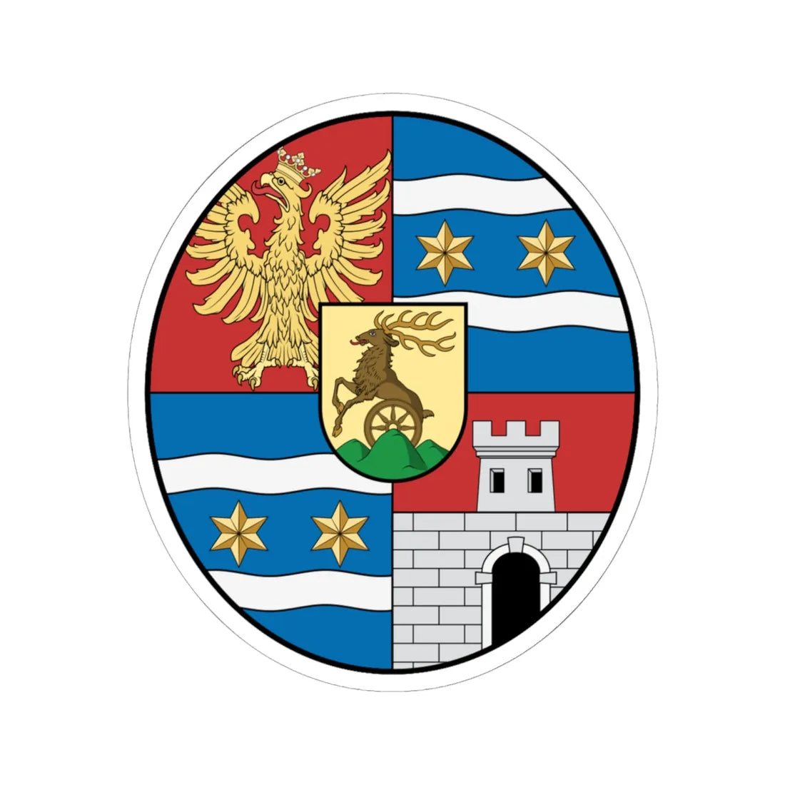Coa Hungary County Varasd history (Hungary) (Coat of Arms) STICKER Vinyl Kiss-Cut Decal 6 Inch White - The Sticker Space