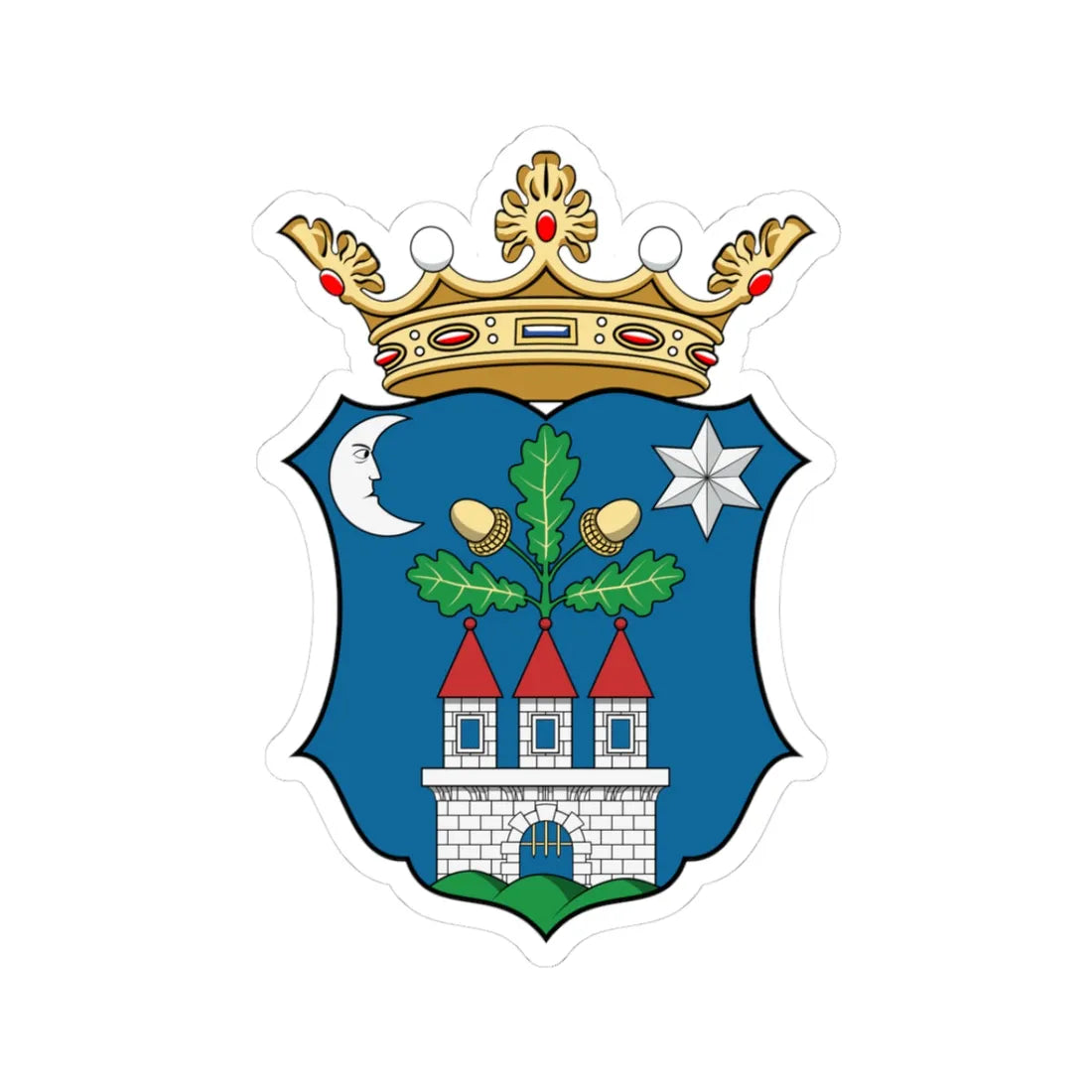 Coa Hungary County Veszprém history (Hungary) (Coat of Arms) STICKER Vinyl Kiss-Cut Decal 3 Inch White - The Sticker Space