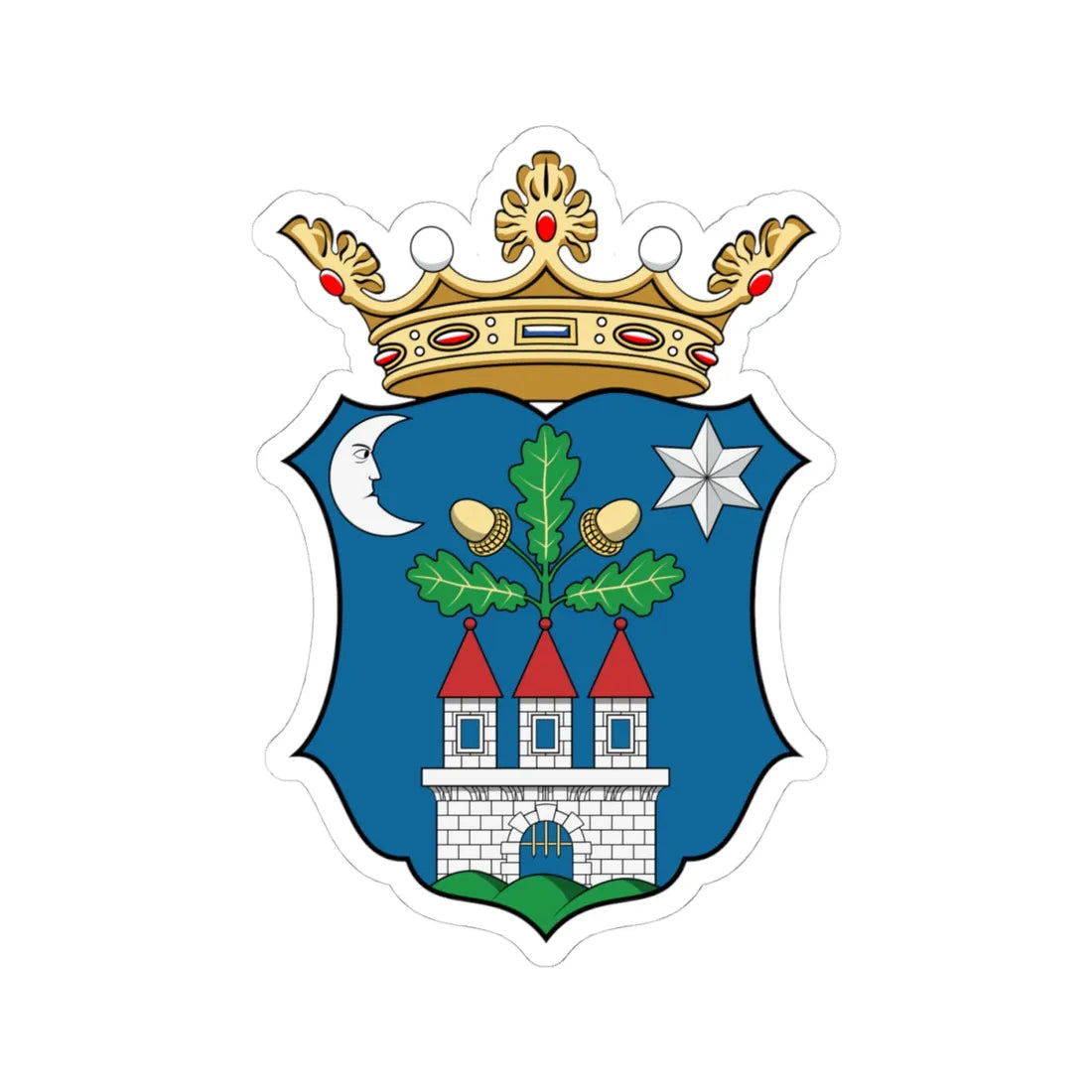 Coa Hungary County Veszprém history (Hungary) (Coat of Arms) STICKER Vinyl Kiss-Cut Decal 4 Inch White - The Sticker Space