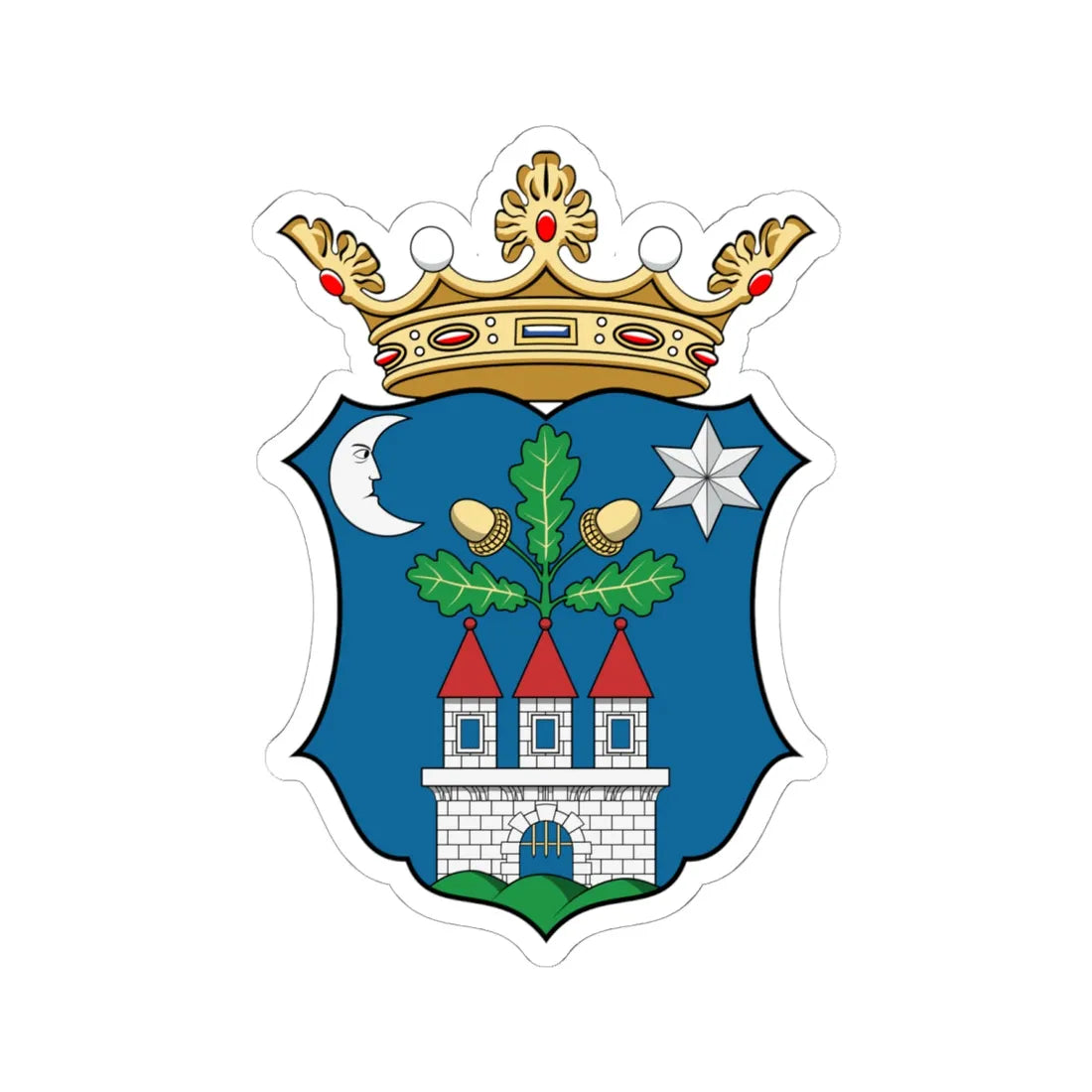 Coa Hungary County Veszprém history (Hungary) (Coat of Arms) STICKER Vinyl Kiss-Cut Decal 6 Inch White - The Sticker Space