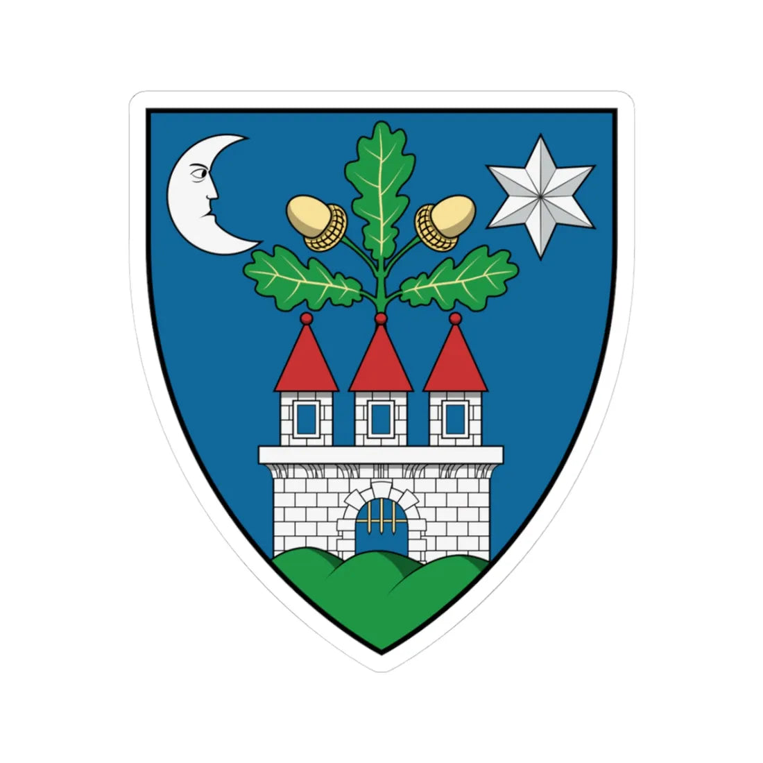 Coa Hungary County Veszprém (Hungary) (Coat of Arms) STICKER Vinyl Kiss-Cut Decal 3 Inch White - The Sticker Space