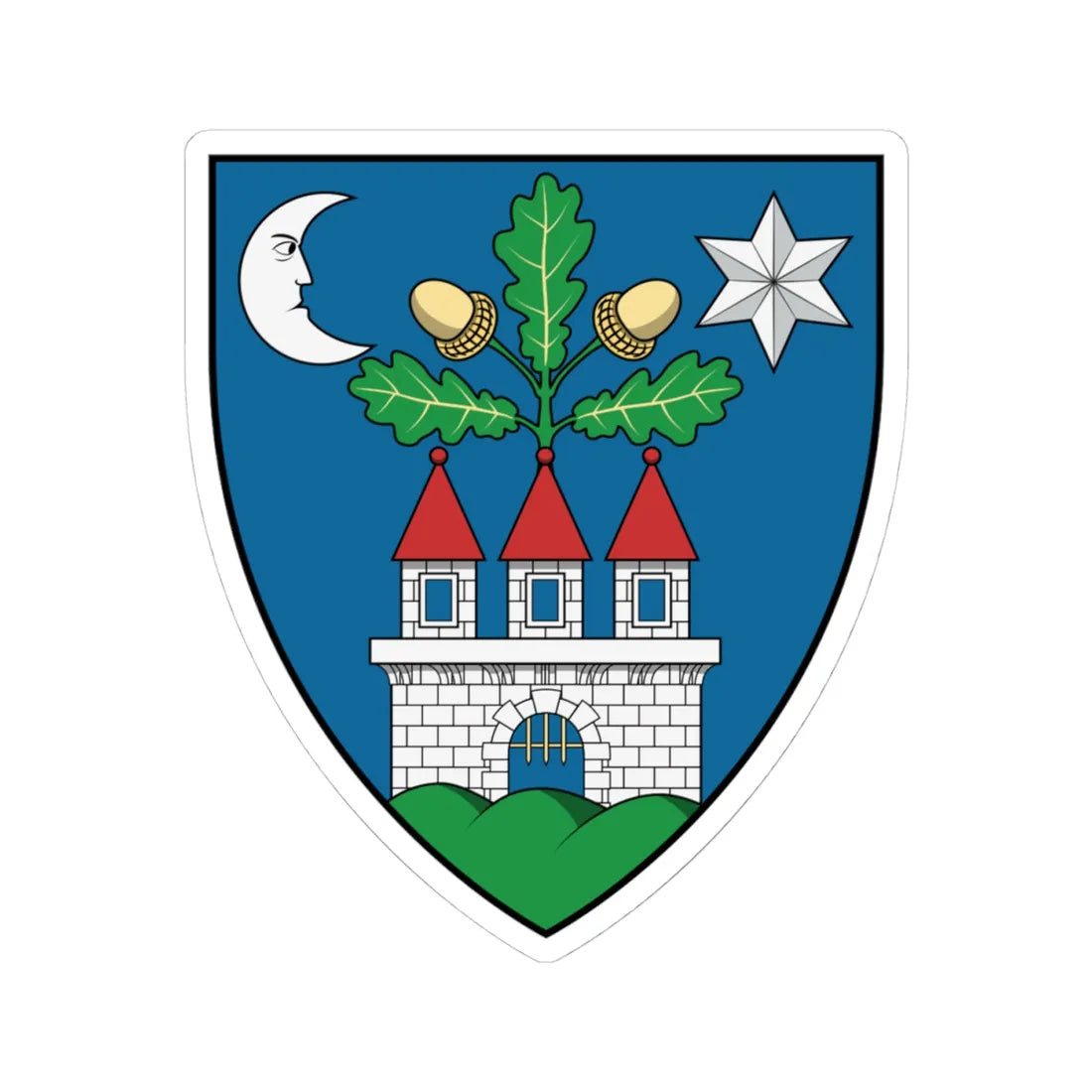 Coa Hungary County Veszprém (Hungary) (Coat of Arms) STICKER Vinyl Kiss-Cut Decal 4 Inch White - The Sticker Space