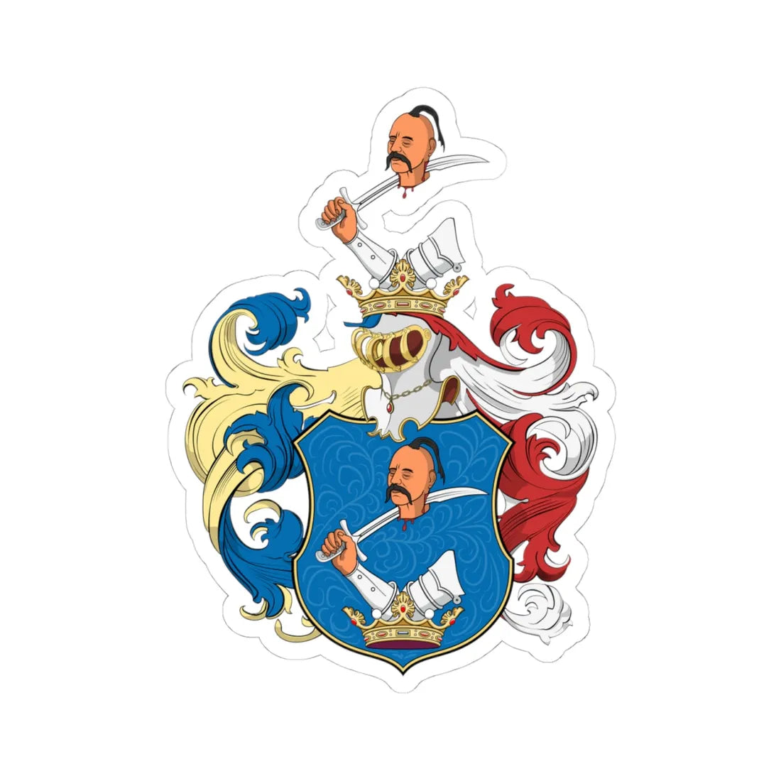 Coa Hungary Family Batta (Hungary) (Coat of Arms) STICKER Vinyl Kiss-Cut Decal 4 Inch White - The Sticker Space