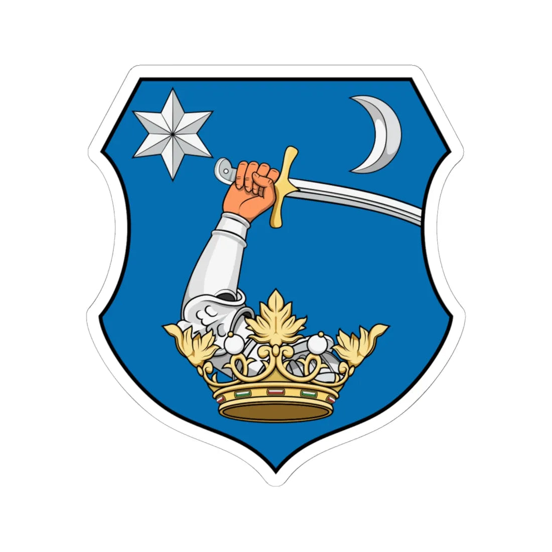 Coa Hungary Family Both Bajna (Hungary) (Coat of Arms) STICKER Vinyl Kiss-Cut Decal 6 Inch White - The Sticker Space