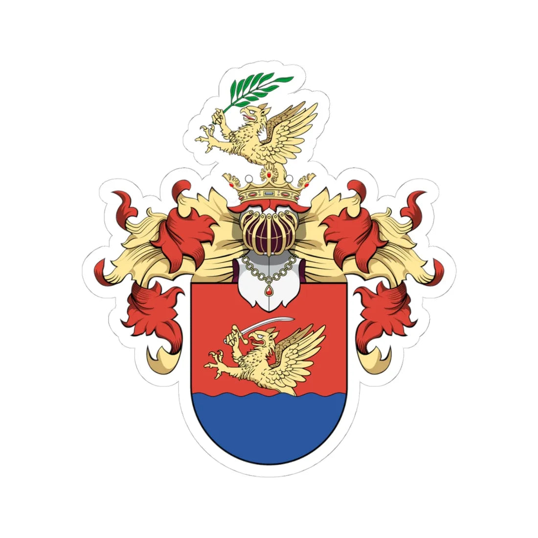 Coa Hungary Family Csite v2 (Hungary) (Coat of Arms) STICKER Vinyl Kiss-Cut Decal 4 Inch White - The Sticker Space