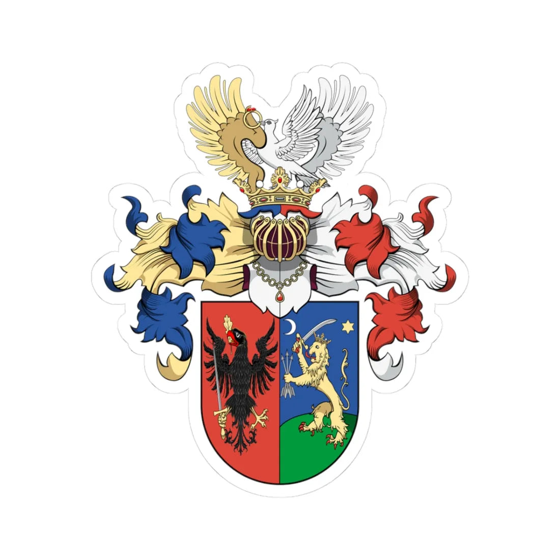 Coa Hungary Family Erőss Somogy (Hungary) (Coat of Arms) STICKER Vinyl Kiss-Cut Decal 3 Inch White - The Sticker Space