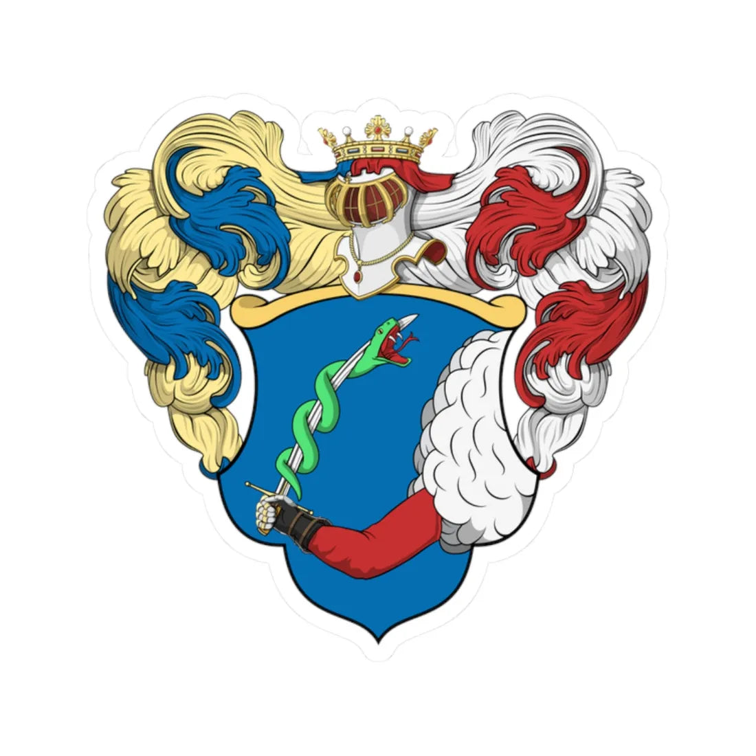 Coa Hungary Family Hajdu (Hungary) (Coat of Arms) STICKER Vinyl Kiss-Cut Decal 2 Inch White - The Sticker Space