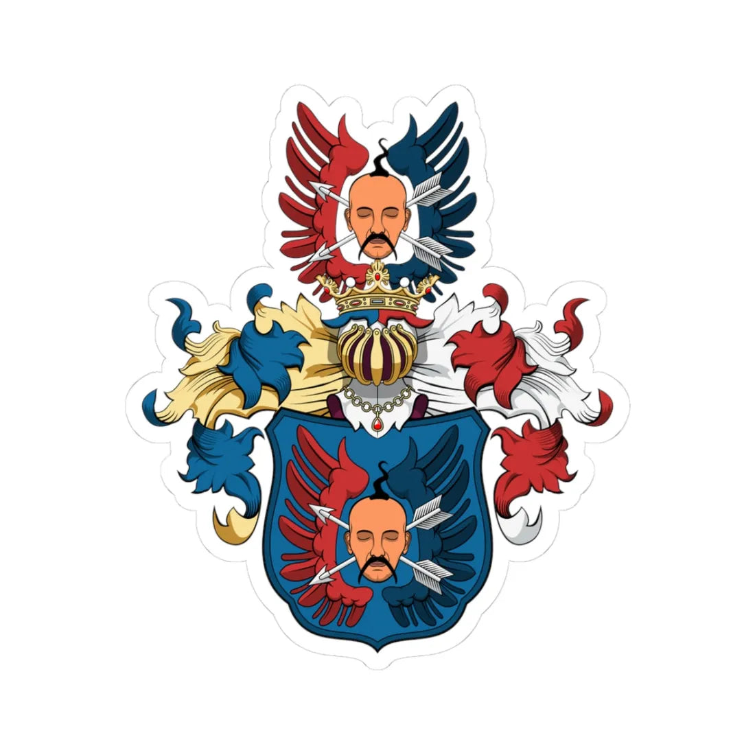 Coa Hungary Family Kajdachy (Hungary) (Coat of Arms) STICKER Vinyl Kiss-Cut Decal 3 Inch White - The Sticker Space