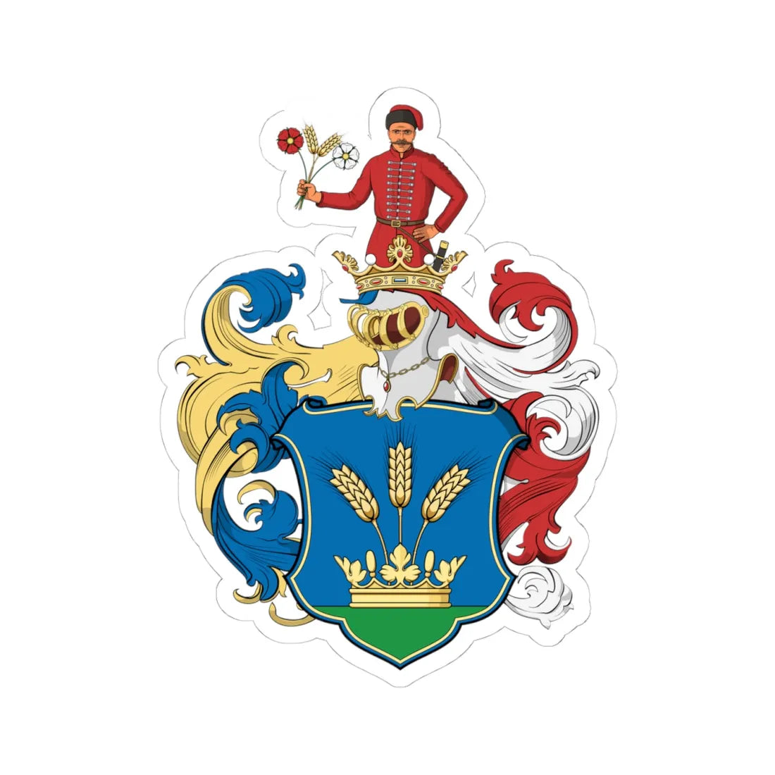 Coa Hungary Family Kovács 1667 (Hungary) (Coat of Arms) STICKER Vinyl Kiss-Cut Decal 4 Inch White - The Sticker Space