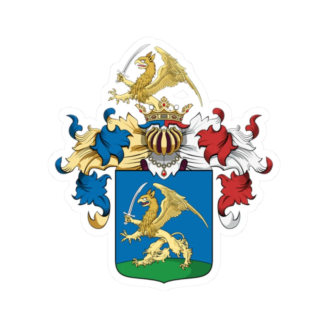 Coa Hungary Family Tajthy 1649 (Hungary) (Coat of Arms) STICKER Vinyl Kiss-Cut Decal 2 Inch White - The Sticker Space