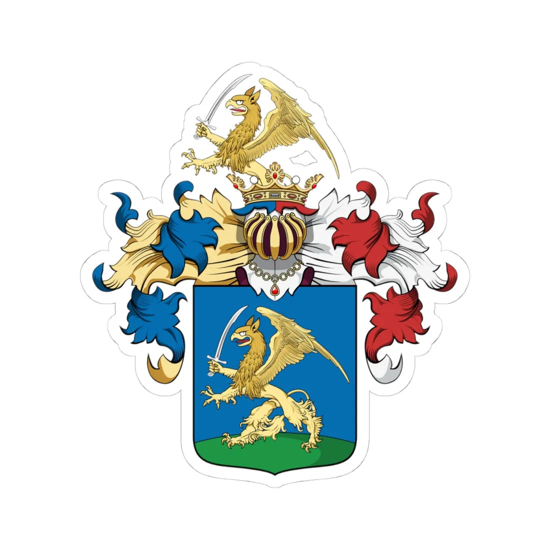 Coa Hungary Family Tajthy 1649 (Hungary) (Coat of Arms) STICKER Vinyl Kiss-Cut Decal 4 Inch White - The Sticker Space