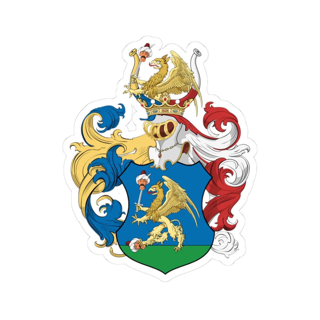 Coa Hungary Family Vidákovics 1695 (Hungary) (Coat of Arms) STICKER Vinyl Kiss-Cut Decal 3 Inch White - The Sticker Space