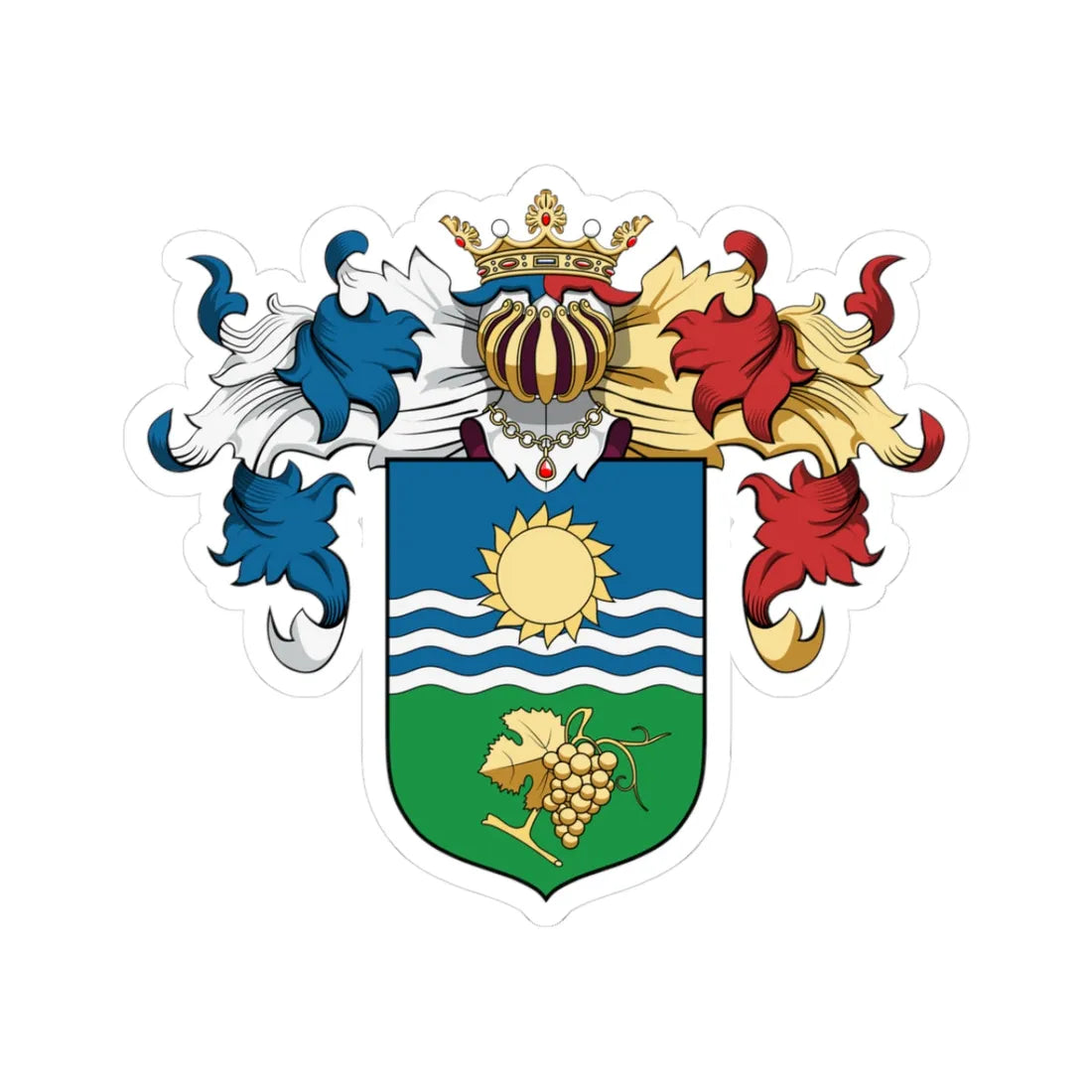 Coa Hungary Town Balatonszárszó big (Hungary) (Coat of Arms) STICKER Vinyl Kiss-Cut Decal 3 Inch White - The Sticker Space