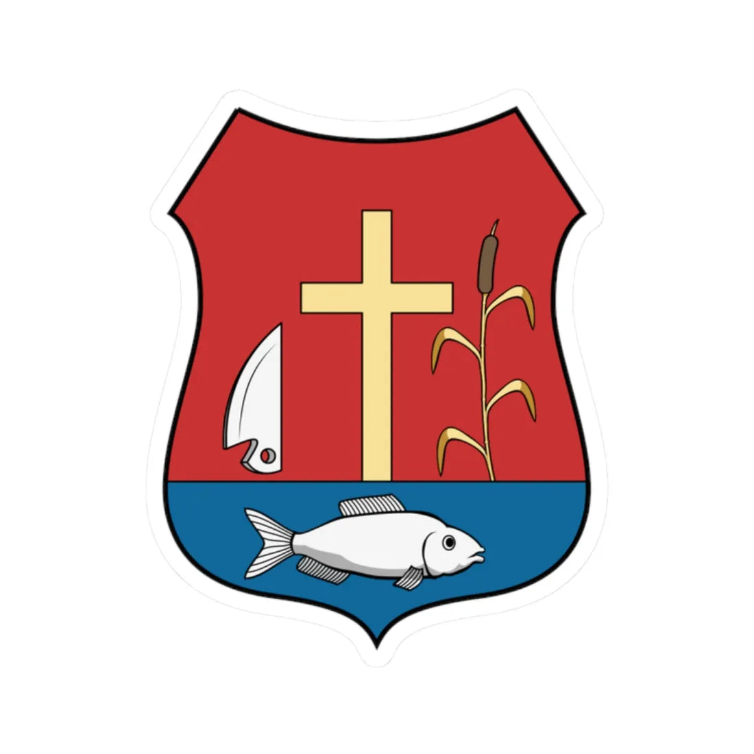 Coa Hungary Town Barbacs (Hungary) (Coat of Arms) STICKER Vinyl Kiss-Cut Decal 2 Inch White - The Sticker Space