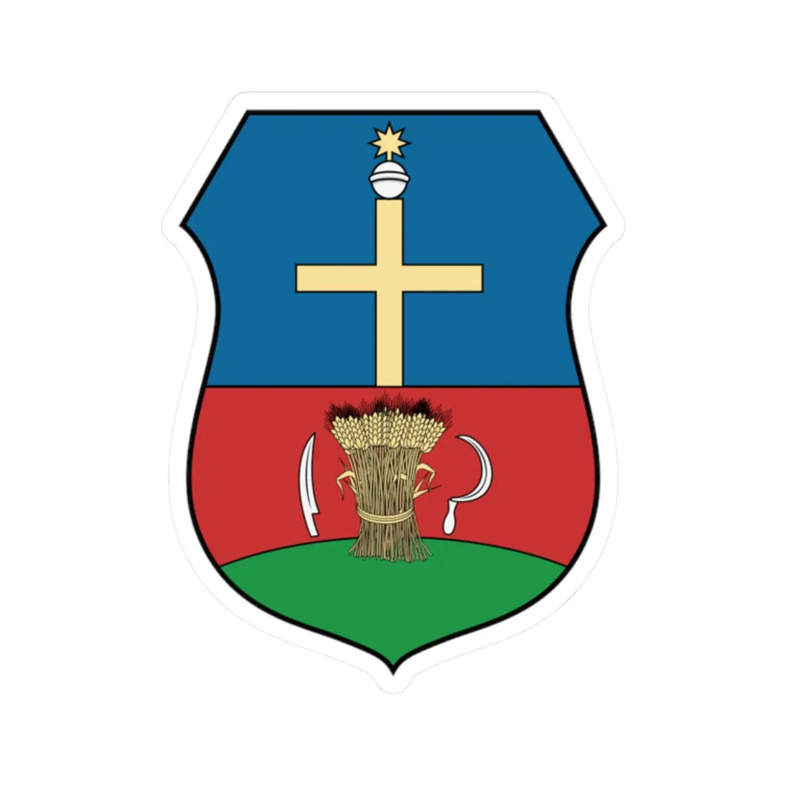 Coa Hungary Town Biharkeresztes (Hungary) (Coat of Arms) STICKER Vinyl Kiss-Cut Decal 2 Inch White - The Sticker Space