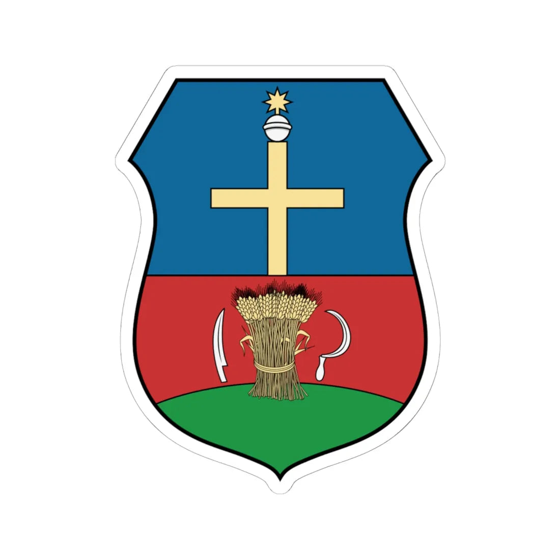 Coa Hungary Town Biharkeresztes (Hungary) (Coat of Arms) STICKER Vinyl Kiss-Cut Decal 6 Inch White - The Sticker Space