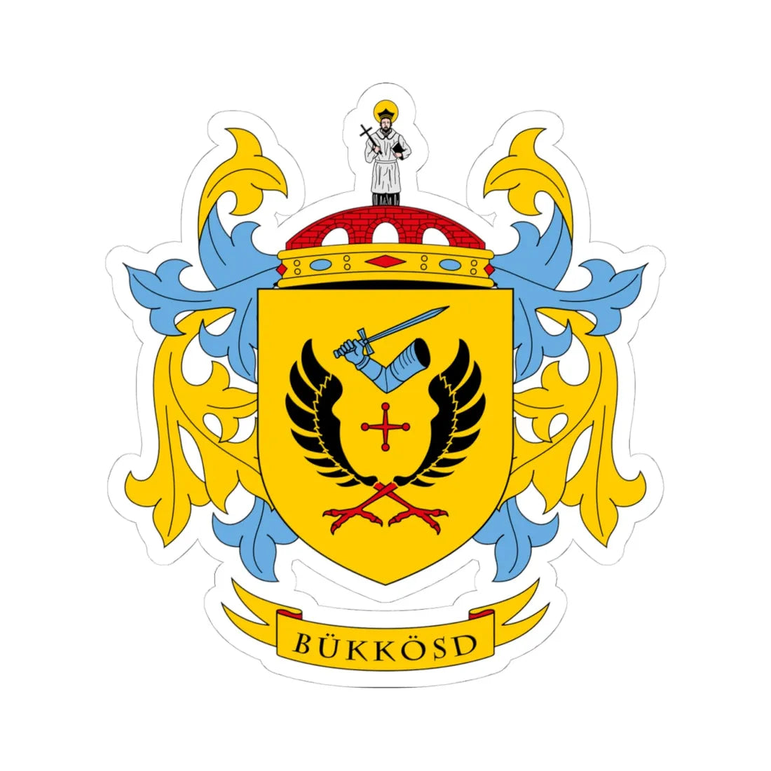 Coa Hungary Town Bükkösd (Hungary) (Coat of Arms) STICKER Vinyl Kiss-Cut Decal 4 Inch White - The Sticker Space
