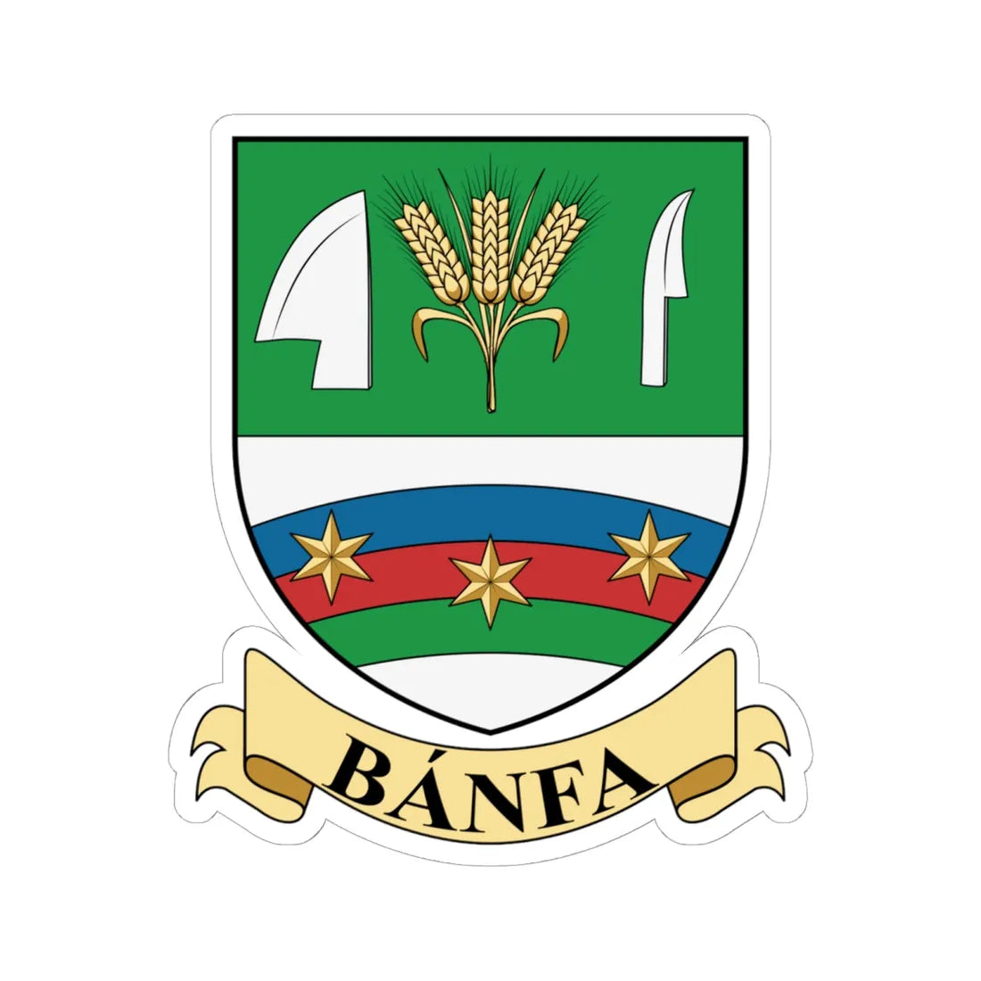Coa Hungary Town Bánfa big (Hungary) (Coat of Arms) STICKER Vinyl Kiss-Cut Decal 6 Inch White - The Sticker Space