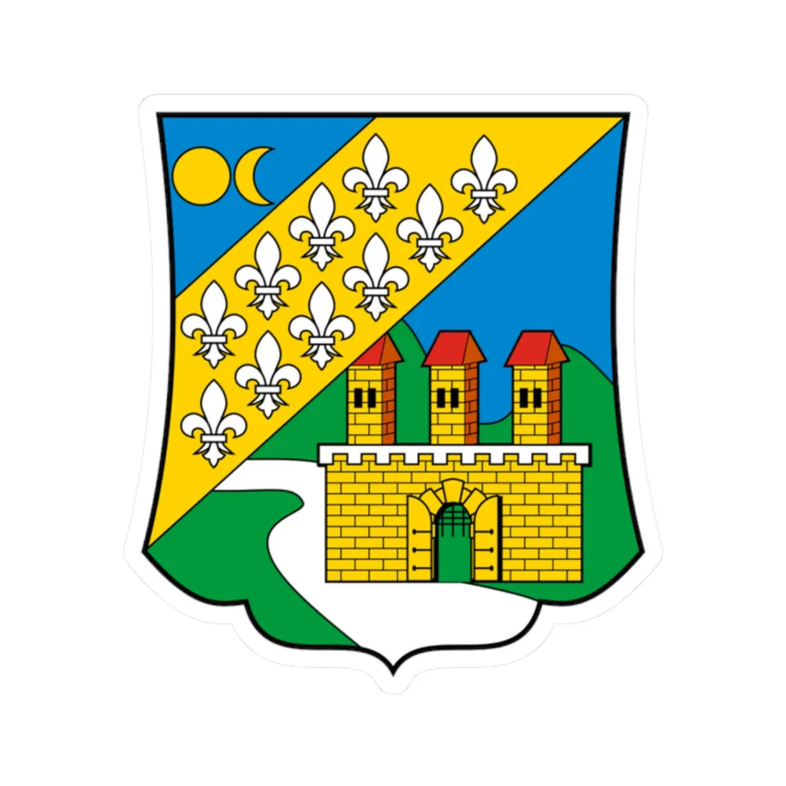 Coa Hungary Town Budapest 11th (Hungary) (Coat of Arms) STICKER Vinyl Kiss-Cut Decal 2 Inch White - The Sticker Space