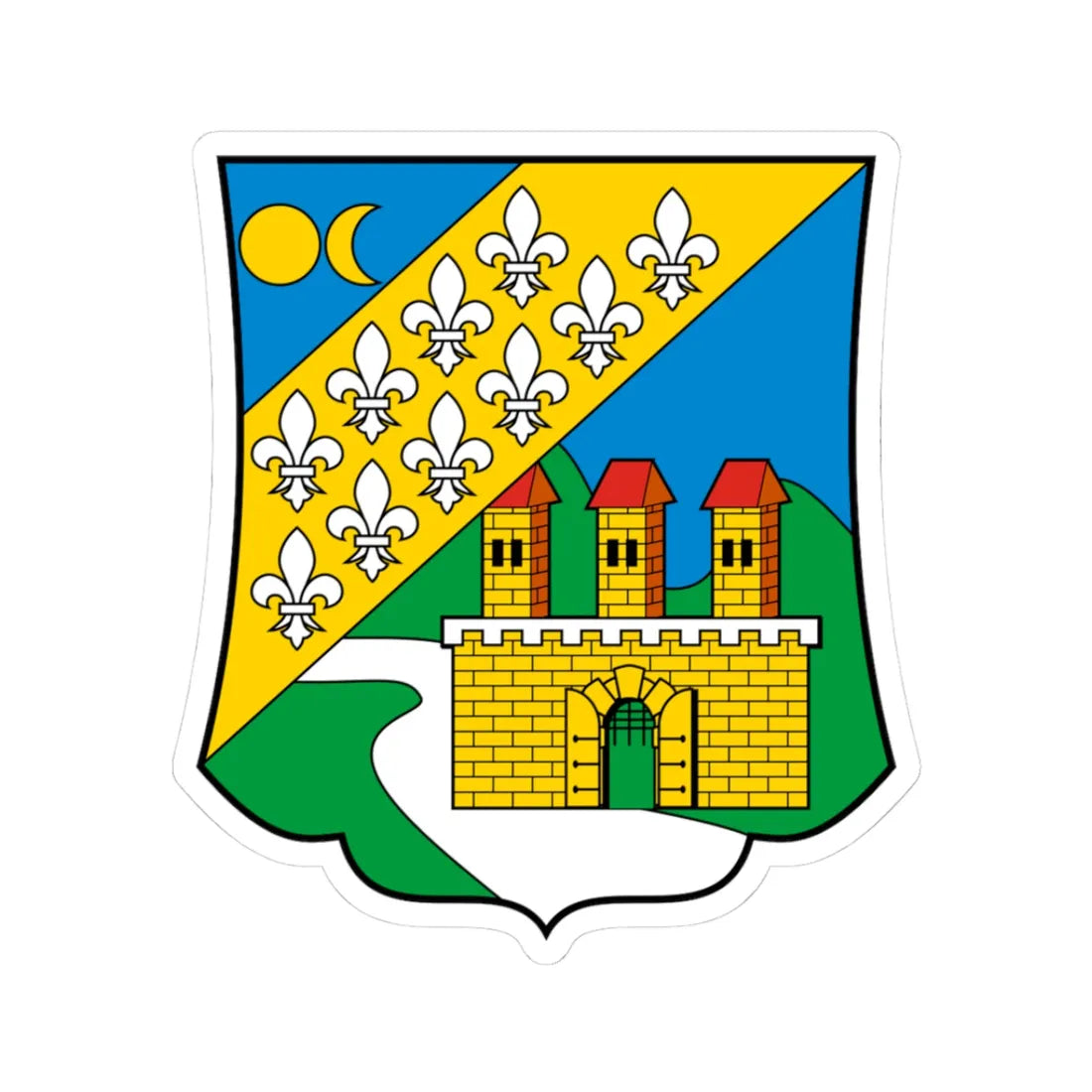 Coa Hungary Town Budapest 11th (Hungary) (Coat of Arms) STICKER Vinyl Kiss-Cut Decal 3 Inch White - The Sticker Space