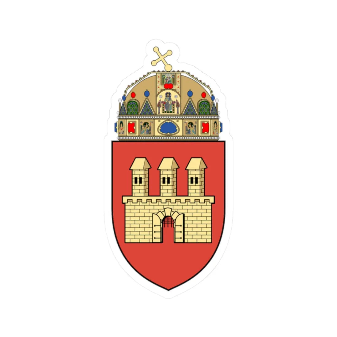 Coa Hungary Town Budapest 1st (Hungary) (Coat of Arms) STICKER Vinyl Kiss-Cut Decal 2 Inch White - The Sticker Space