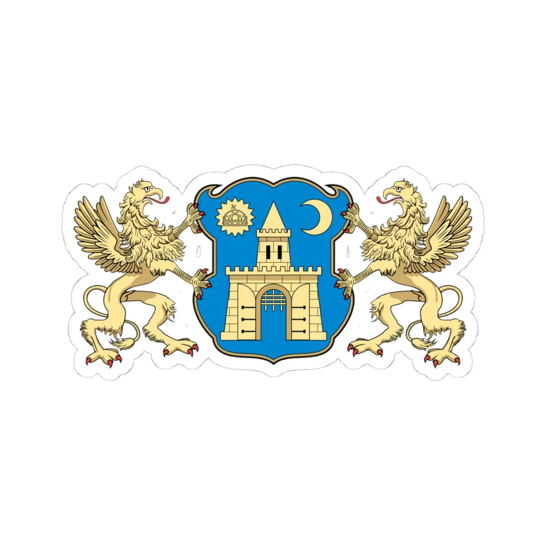 Coa Hungary Town Budapest 5th big (Hungary) (Coat of Arms) STICKER Vinyl Kiss-Cut Decal 4 Inch White - The Sticker Space