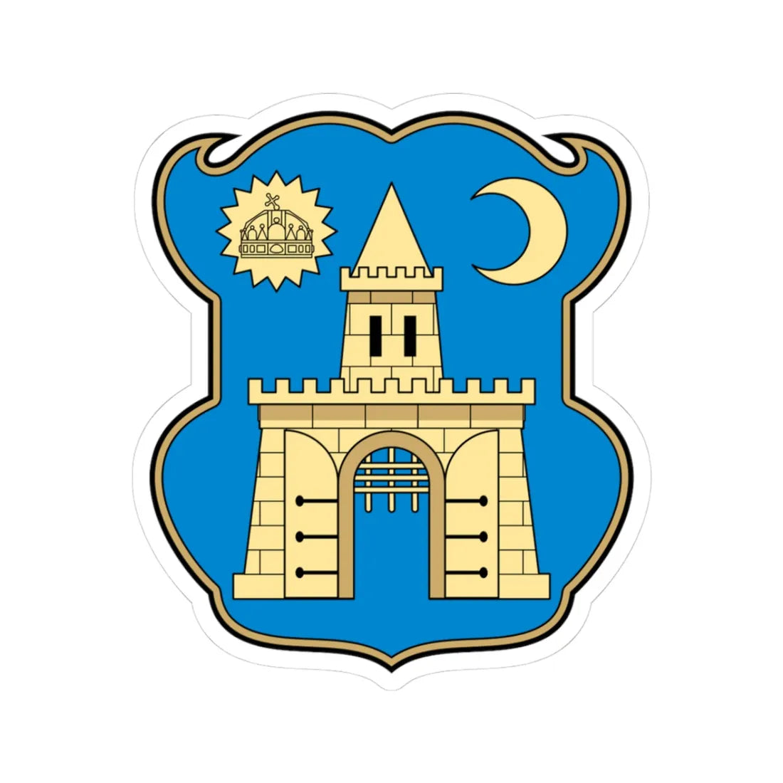 Coa Hungary Town Budapest 5th (Hungary) (Coat of Arms) STICKER Vinyl Kiss-Cut Decal 3 Inch White - The Sticker Space