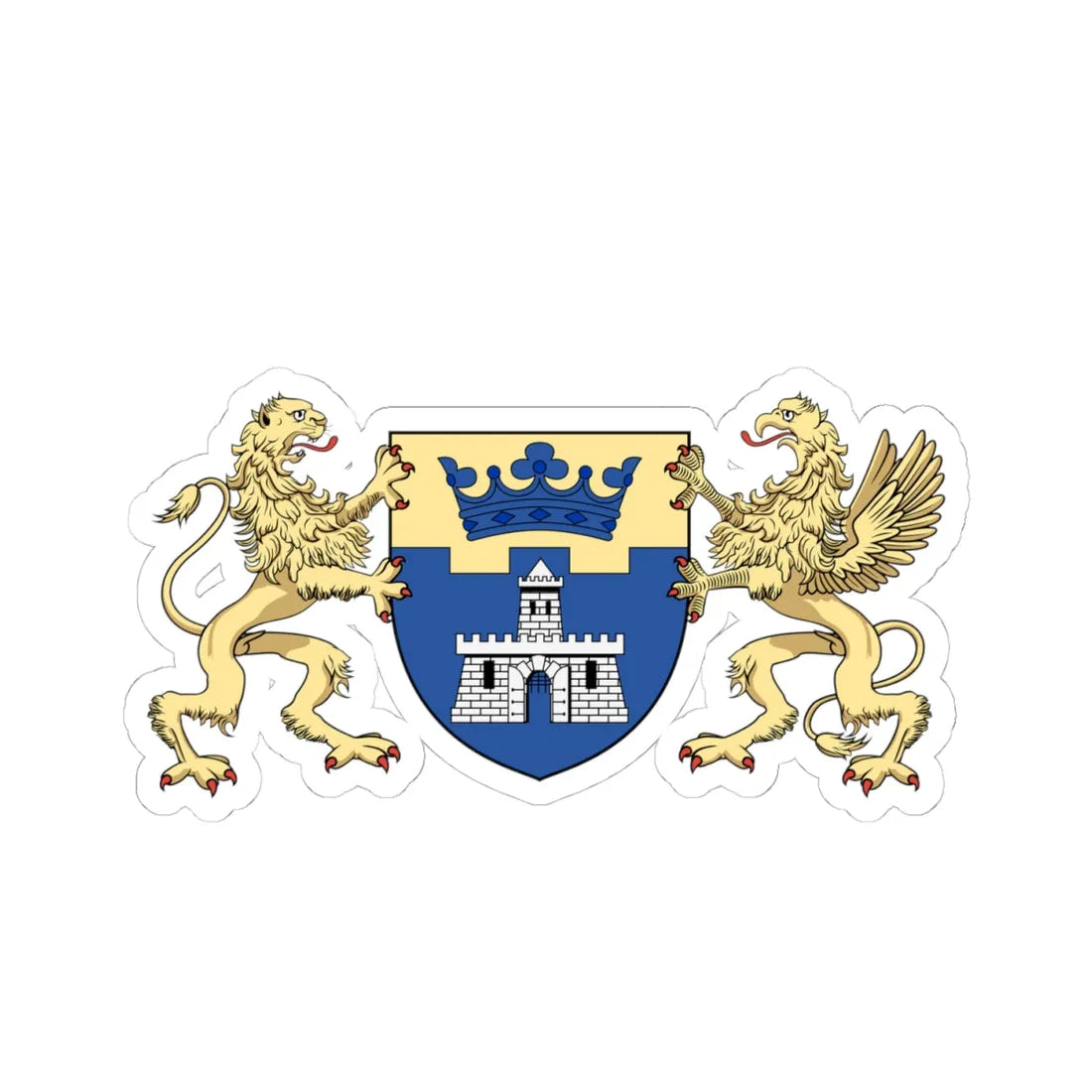 Coa Hungary Town Budapest 7th big (Hungary) (Coat of Arms) STICKER Vinyl Kiss-Cut Decal 4 Inch White - The Sticker Space