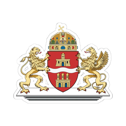 Coa Hungary Town Budapest big (Hungary) (Coat of Arms) STICKER Vinyl Kiss-Cut Decal 6 Inch White - The Sticker Space