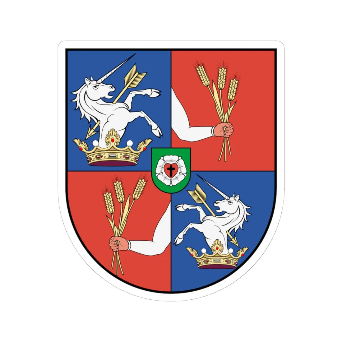 Coa Hungary Town Ecseny (Hungary) (Coat of Arms) STICKER Vinyl Kiss-Cut Decal 4 Inch White - The Sticker Space